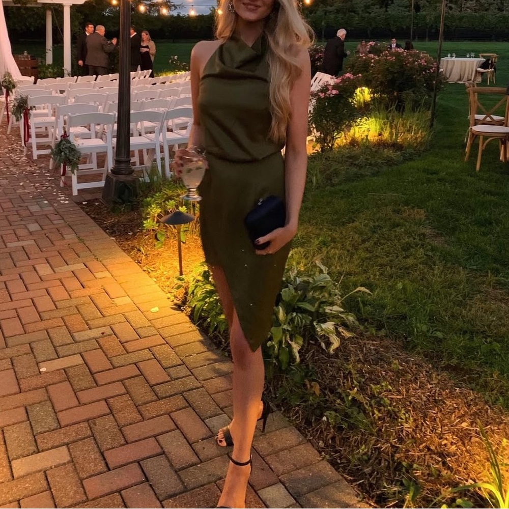 Elliatt Asymmetrical Olive Dress